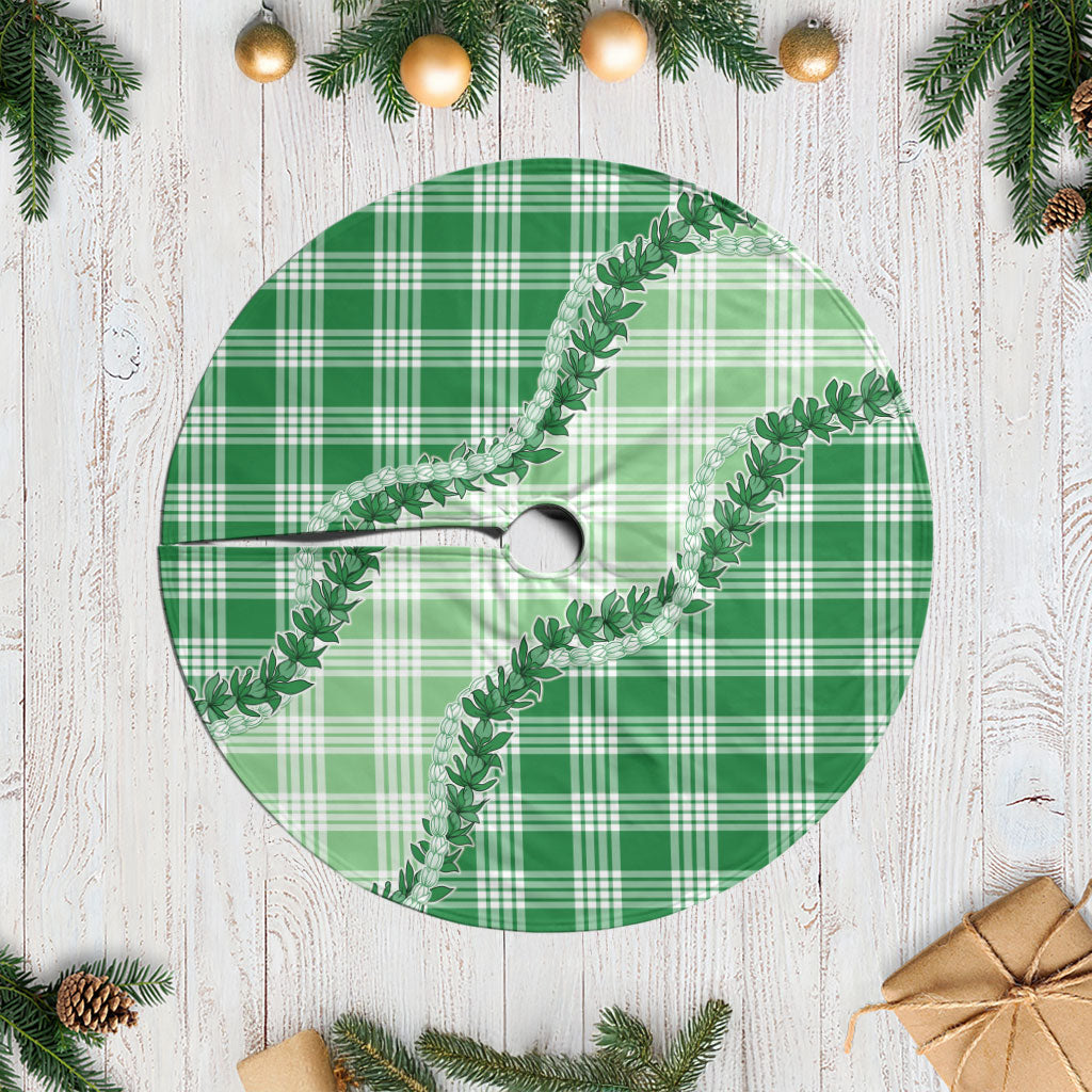 Green Hawaii Palaka Tree Skirt Hawaiian Pikake Lei
