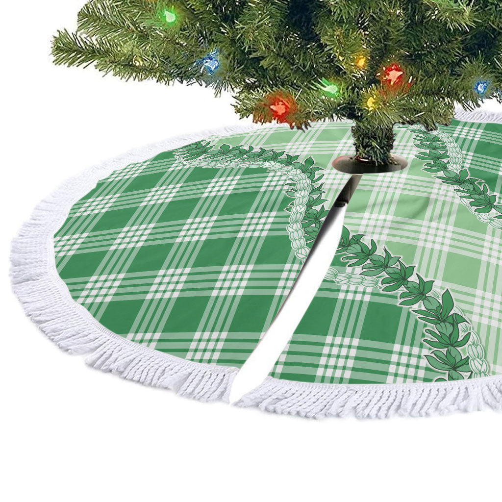 Green Hawaii Palaka Tree Skirt Hawaiian Pikake Lei