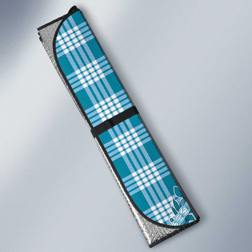 Blue Hawaii Palaka Auto Sun Shade Hawaiian Pikake Lei