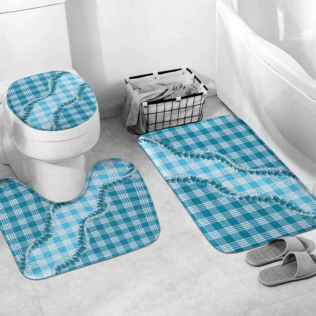 Blue Hawaii Palaka Bathroom Set Hawaiian Pikake Lei