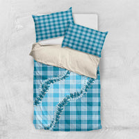 Blue Hawaii Palaka Bedding Set Hawaiian Pikake Lei