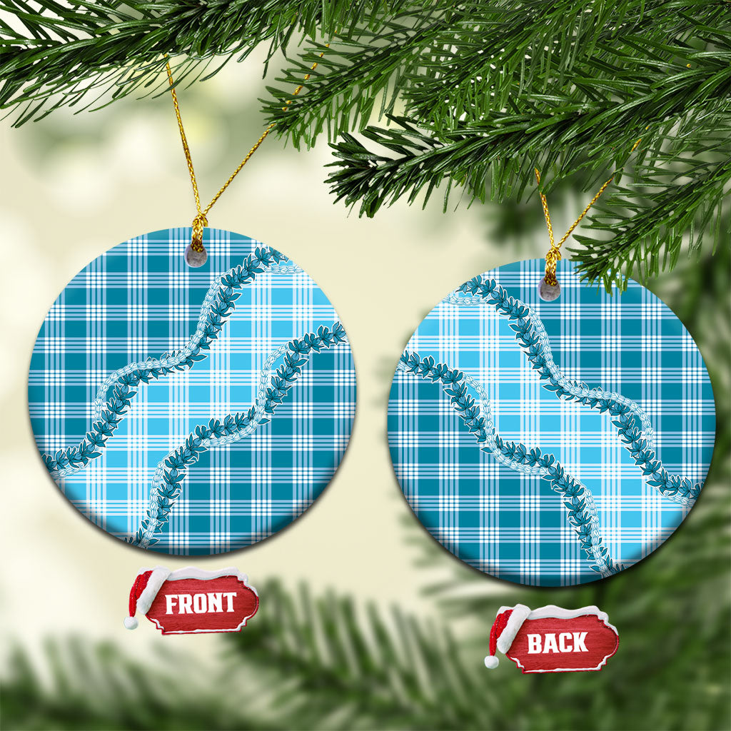 Blue Hawaii Palaka Ceramic Ornament Hawaiian Pikake Lei