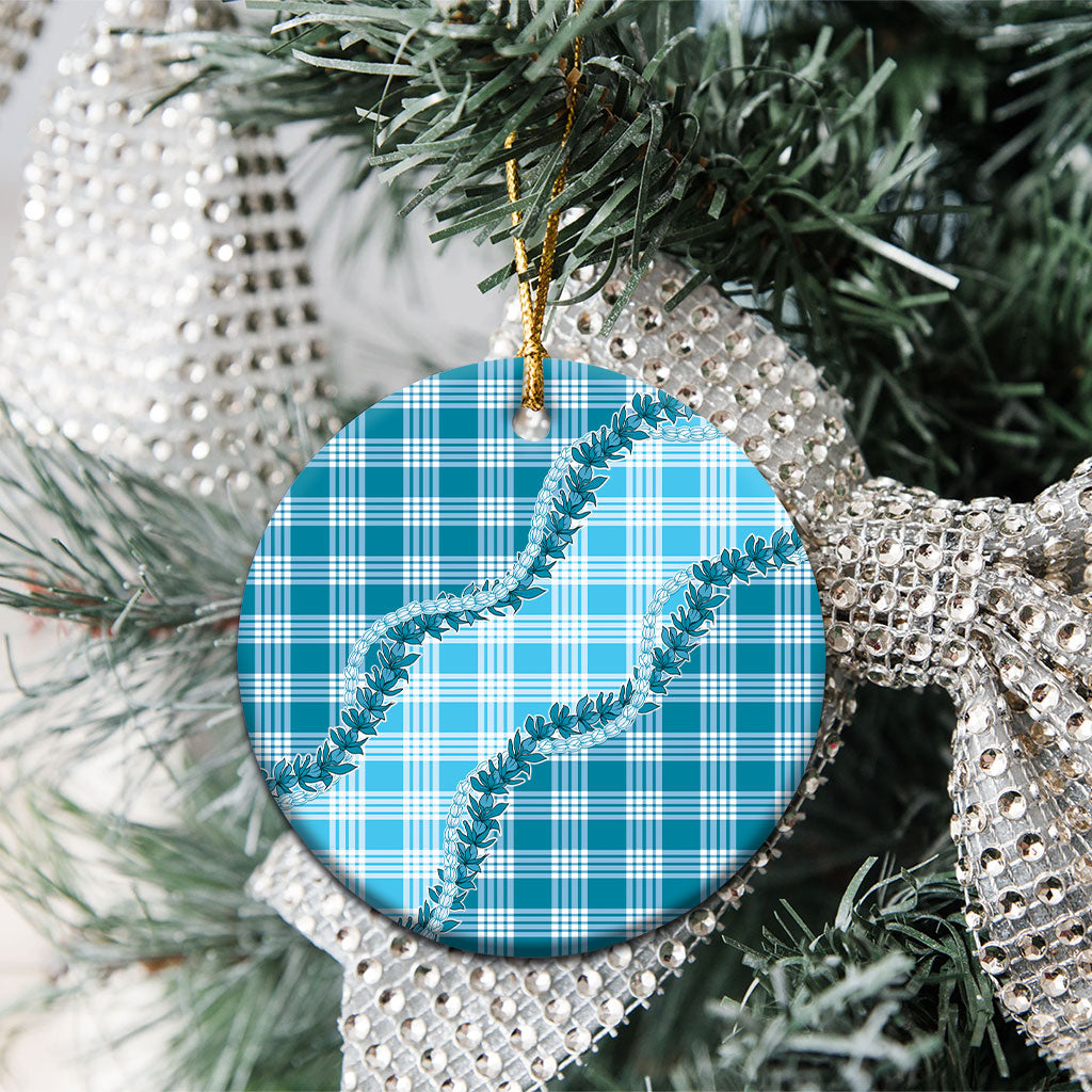 Blue Hawaii Palaka Ceramic Ornament Hawaiian Pikake Lei