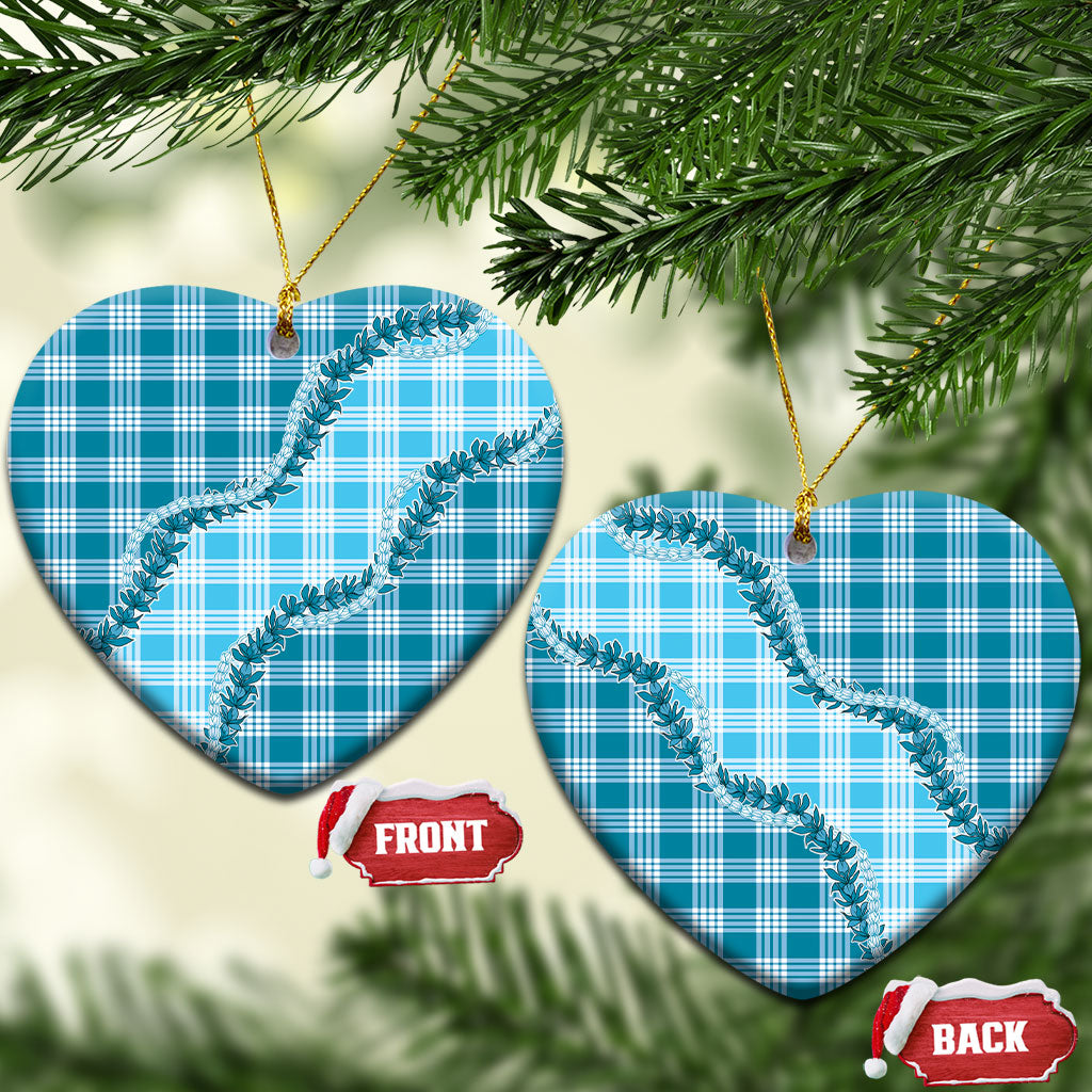 Blue Hawaii Palaka Ceramic Ornament Hawaiian Pikake Lei