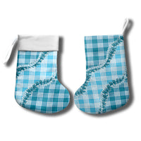 Blue Hawaii Palaka Christmas Stocking Hawaiian Pikake Lei