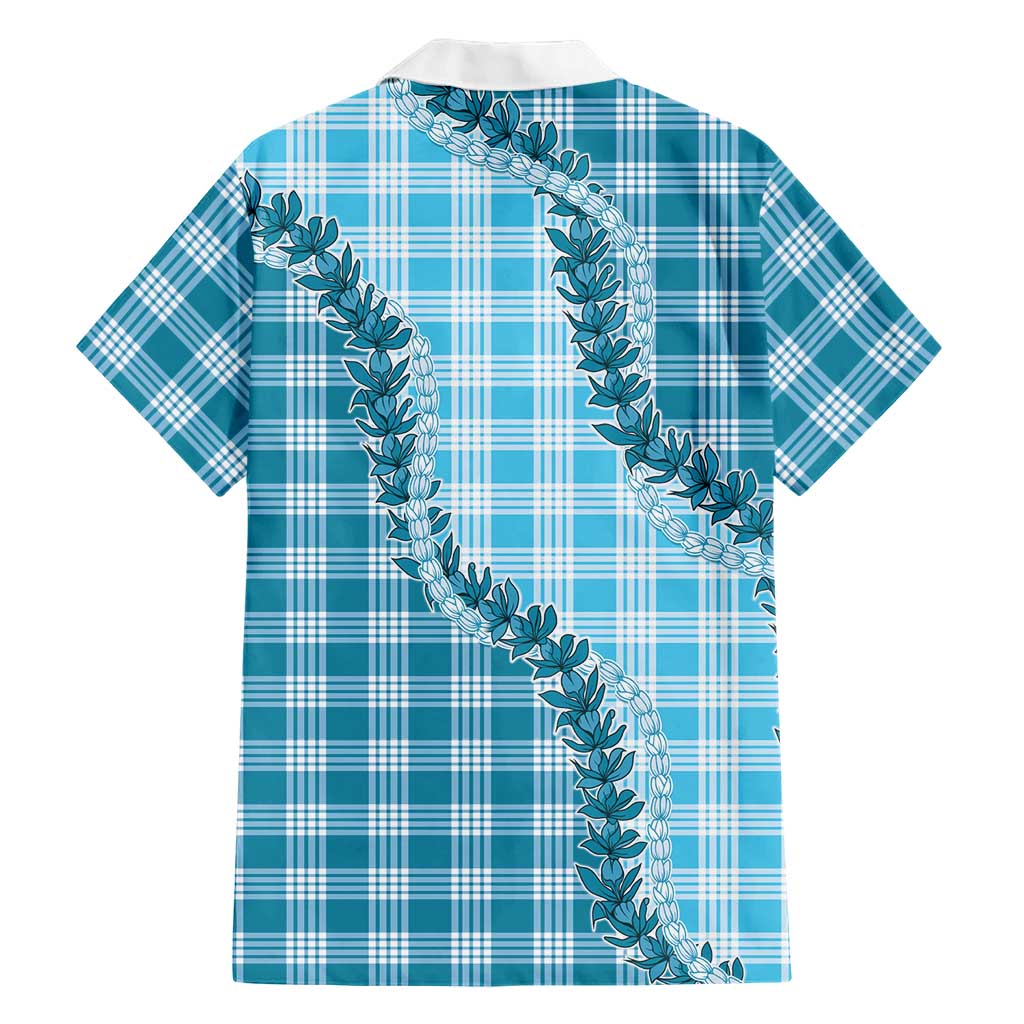 Blue Hawaii Palaka Family Matching Summer Maxi Dress and Hawaiian Shirt Hawaiian Pikake Lei LT05 - Polynesian Pride