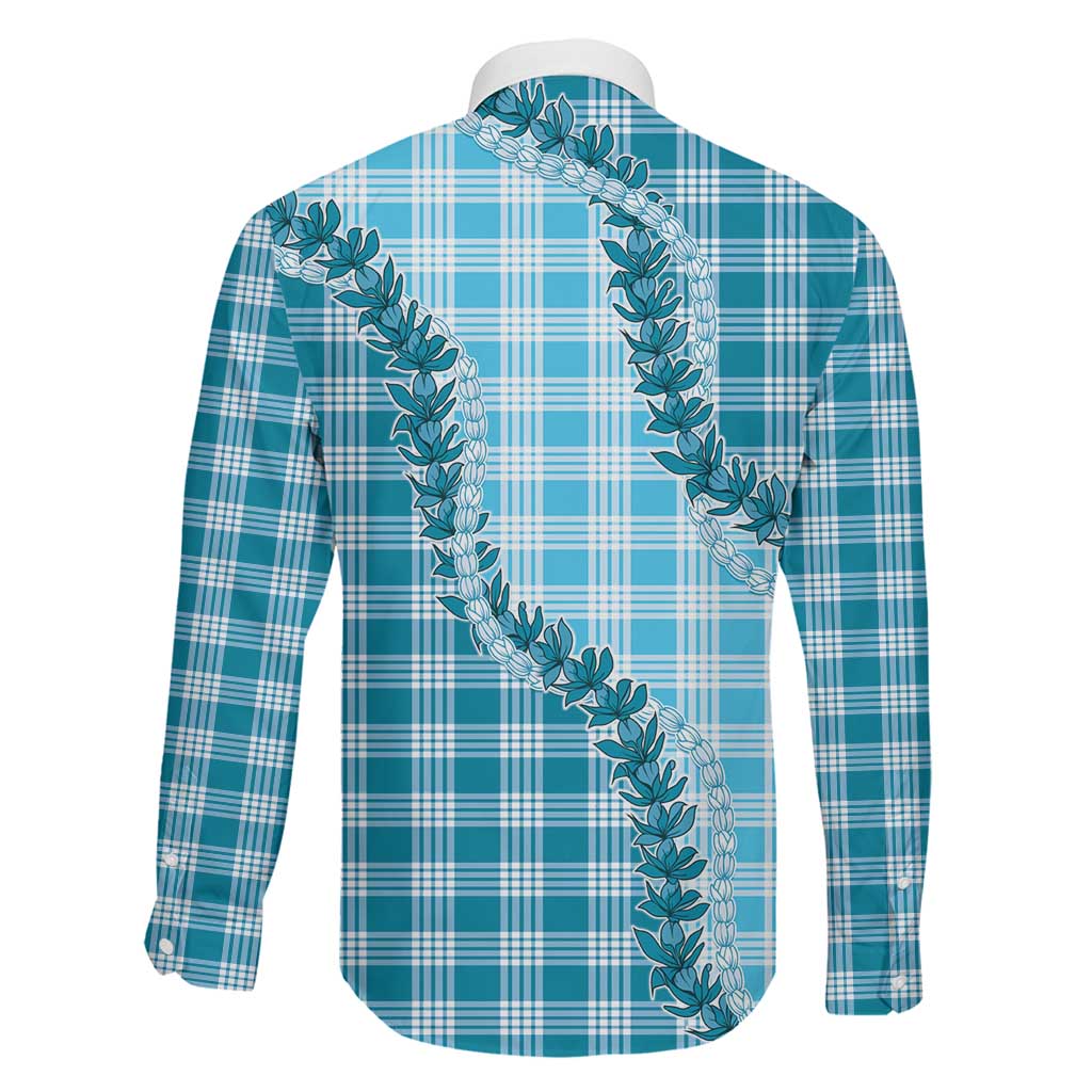 Blue Hawaii Palaka Family Matching Summer Maxi Dress and Hawaiian Shirt Hawaiian Pikake Lei LT05 - Polynesian Pride
