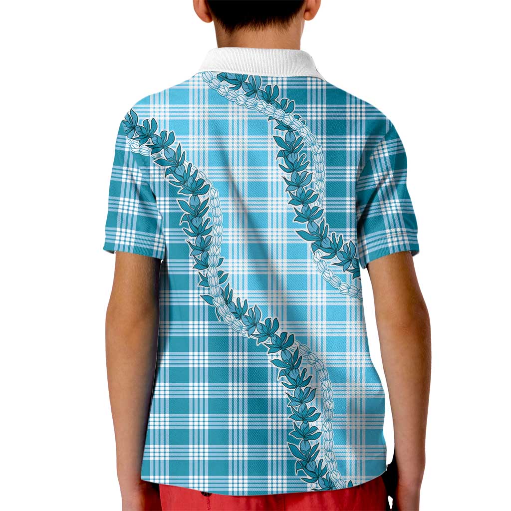 Blue Hawaii Palaka Kid Polo Shirt Hawaiian Pikake Lei