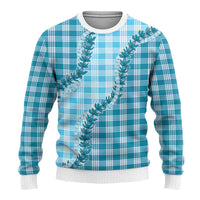 Blue Hawaii Palaka Ugly Christmas Sweater Hawaiian Pikake Lei