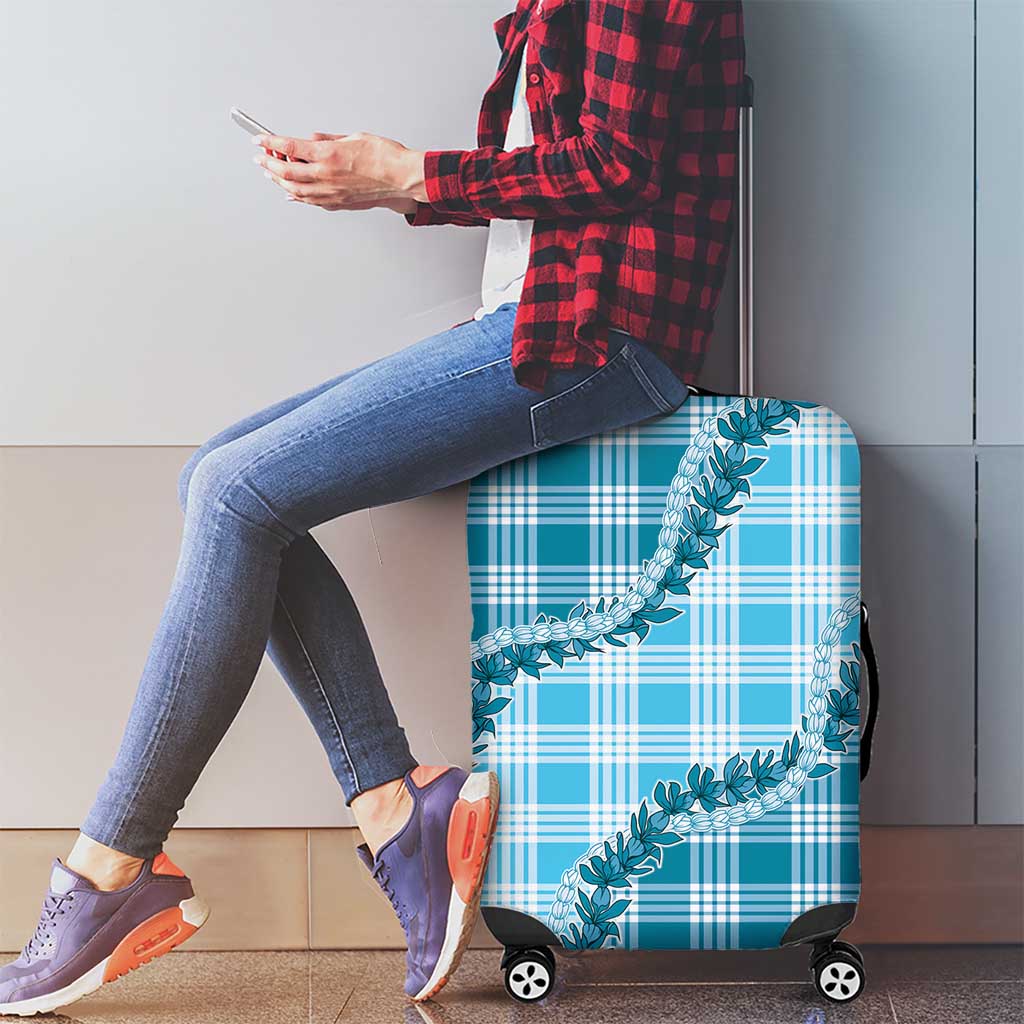 Blue Hawaii Palaka Luggage Cover Hawaiian Pikake Lei LT05 - Polynesian Pride