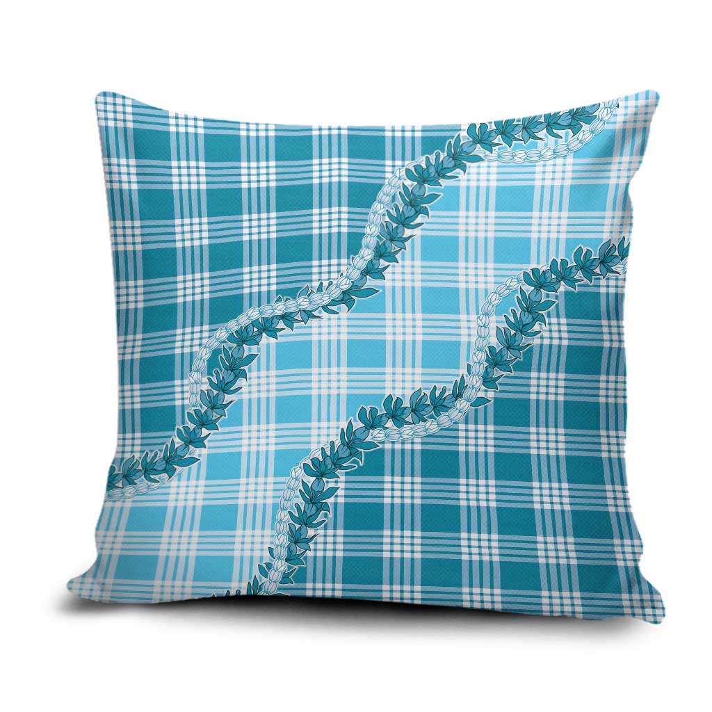 Blue Hawaii Palaka Pillow Cover Hawaiian Pikake Lei
