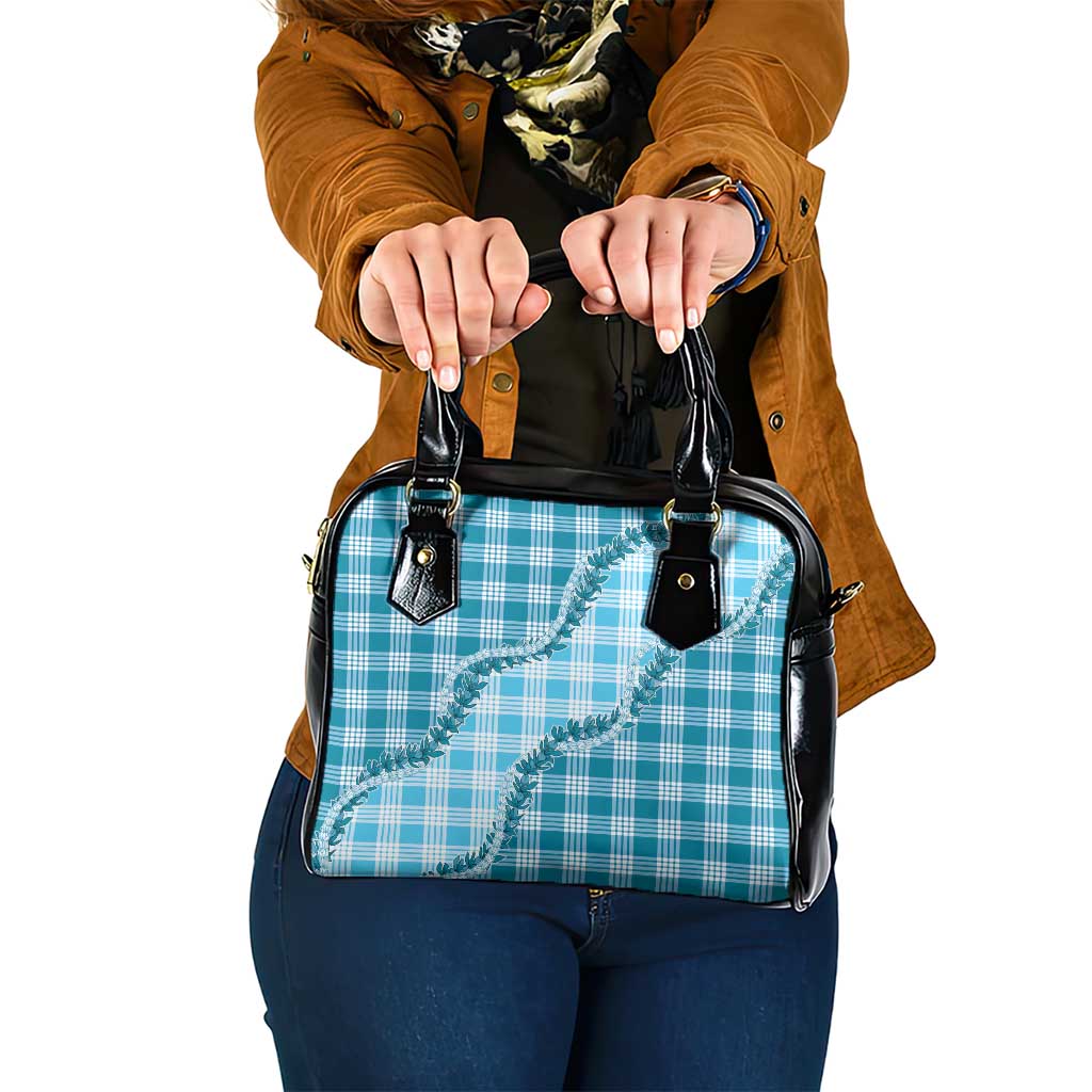 Blue Hawaii Palaka Shoulder Handbag Hawaiian Pikake Lei