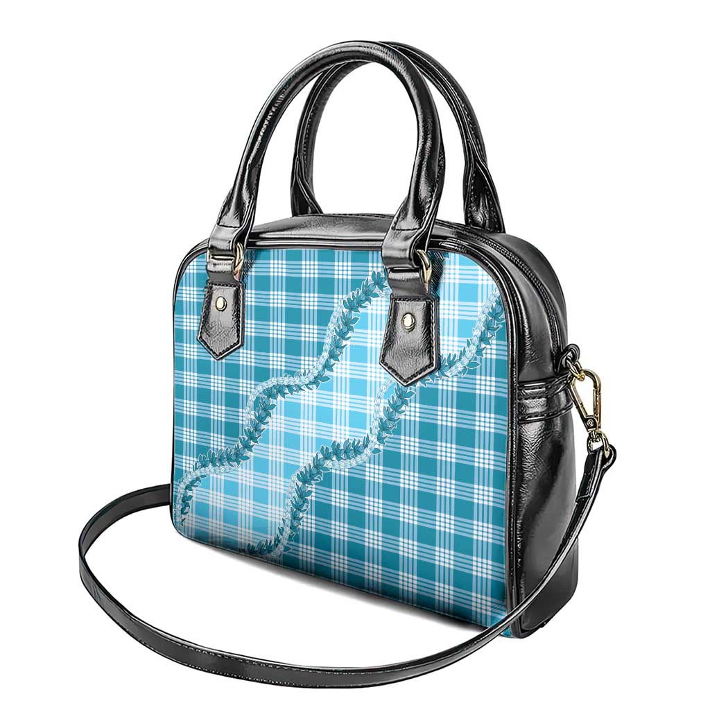 Blue Hawaii Palaka Shoulder Handbag Hawaiian Pikake Lei