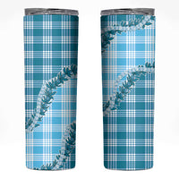 Blue Hawaii Palaka Skinny Tumbler Hawaiian Pikake Lei