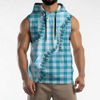 Blue Hawaii Palaka Sleeveless Hoodie Hawaiian Pikake Lei