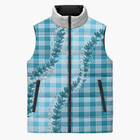 Blue Hawaii Palaka Sleeveless Puffer Jacket Hawaiian Pikake Lei