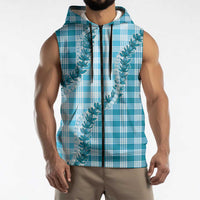 Blue Hawaii Palaka Sleeveless Zip Hoodie Hawaiian Pikake Lei LT05 - Polynesian Pride
