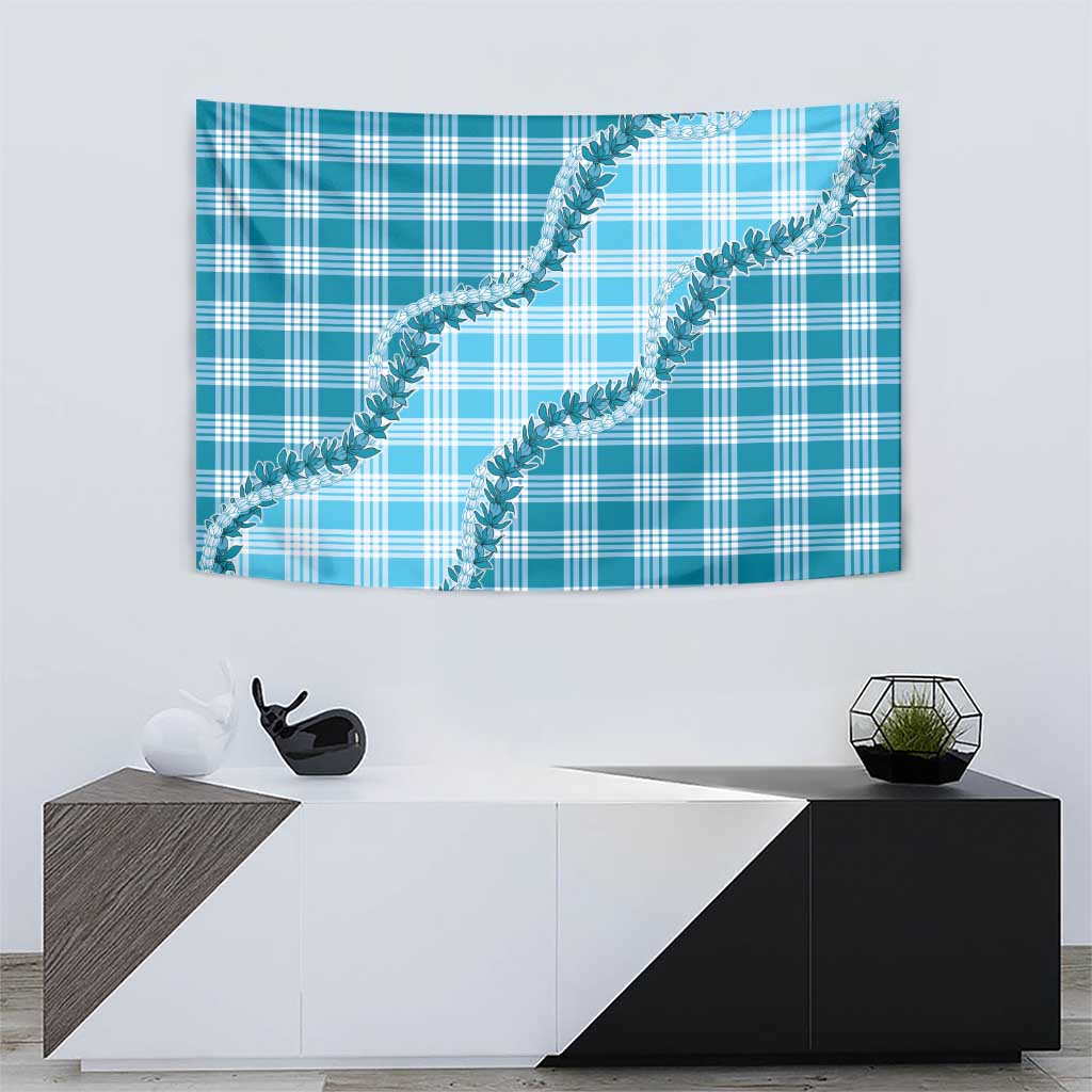 Blue Hawaii Palaka Tapestry Hawaiian Pikake Lei