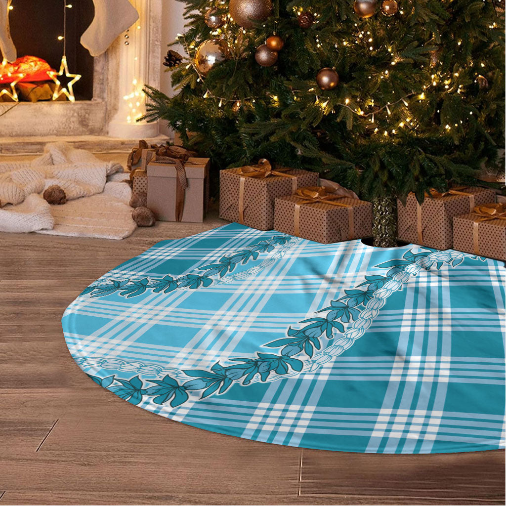 Blue Hawaii Palaka Tree Skirt Hawaiian Pikake Lei