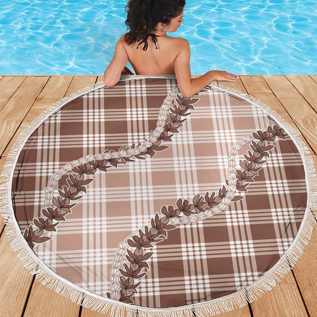 Beige Hawaii Palaka Beach Blanket Hawaiian Pikake Lei
