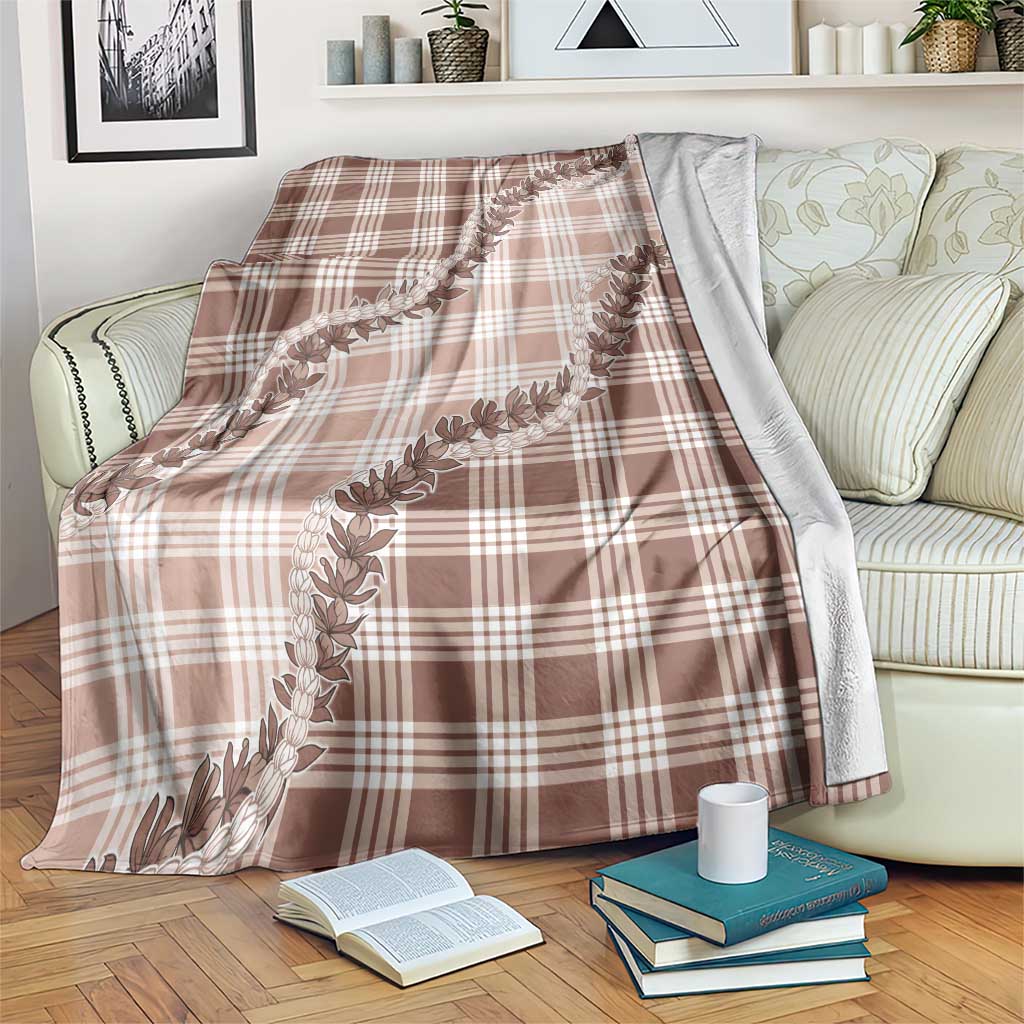 Beige Hawaii Palaka Blanket Hawaiian Pikake Lei
