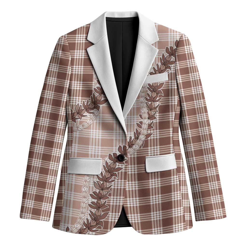 Beige Hawaii Palaka Blazer Hawaiian Pikake Lei