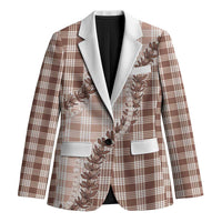 Beige Hawaii Palaka Blazer Hawaiian Pikake Lei