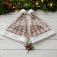 Beige Hawaii Palaka Christmas Santa Hat Hawaiian Pikake Lei