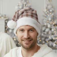 Beige Hawaii Palaka Christmas Santa Hat Hawaiian Pikake Lei