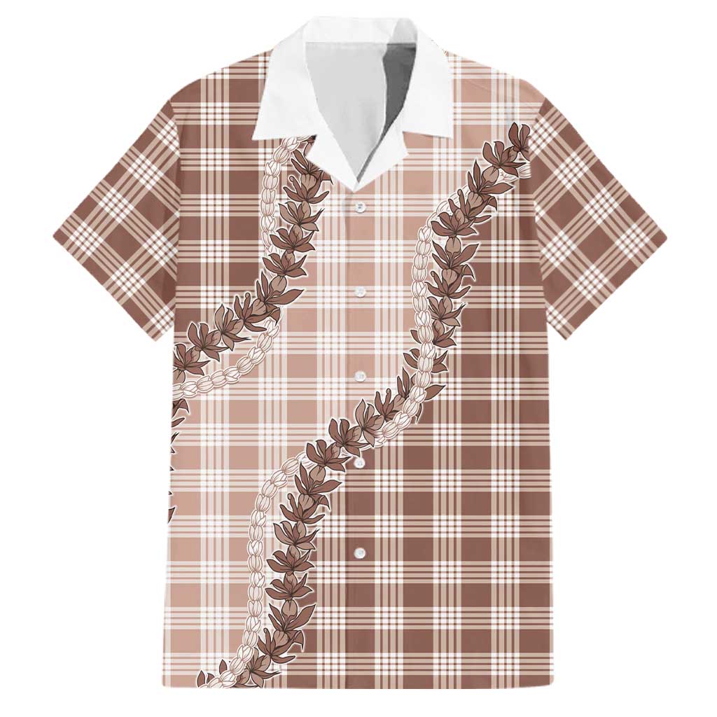 Beige Hawaii Palaka Family Matching Off The Shoulder Long Sleeve Dress and Hawaiian Shirt Hawaiian Pikake Lei LT05 Dad's Shirt - Short Sleeve Beige - Polynesian Pride