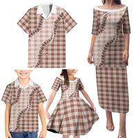 Beige Hawaii Palaka Family Matching Puletasi and Hawaiian Shirt Hawaiian Pikake Lei LT05 - Polynesian Pride