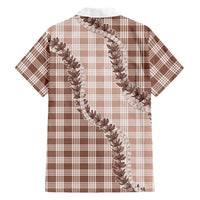 Beige Hawaii Palaka Family Matching Short Sleeve Bodycon Dress and Hawaiian Shirt Hawaiian Pikake Lei LT05 - Polynesian Pride