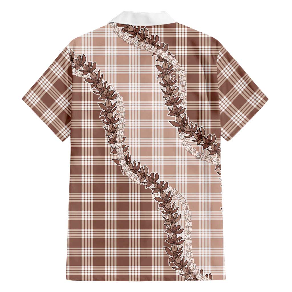 Beige Hawaii Palaka Family Matching Summer Maxi Dress and Hawaiian Shirt Hawaiian Pikake Lei LT05 - Polynesian Pride