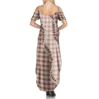 Beige Hawaii Palaka Family Matching Summer Maxi Dress and Hawaiian Shirt Hawaiian Pikake Lei LT05 - Polynesian Pride