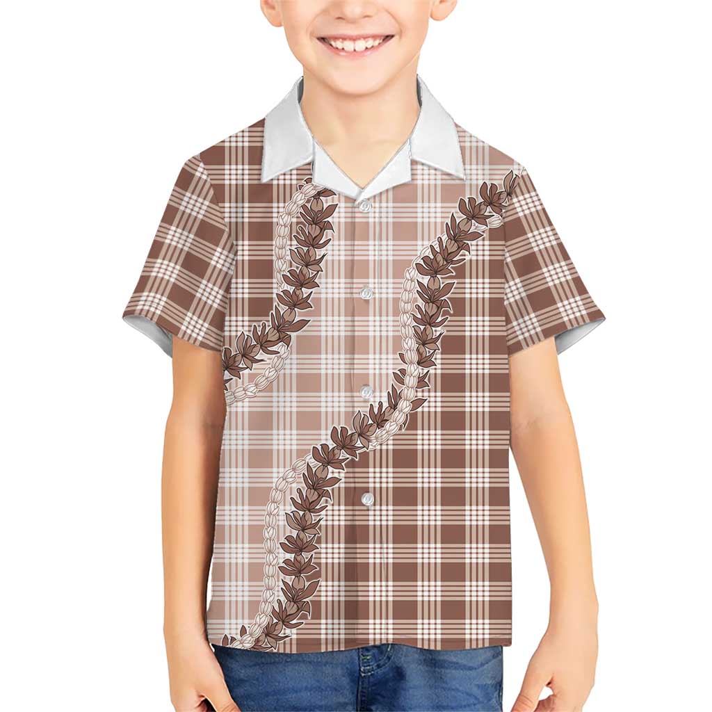 Beige Hawaii Palaka Family Matching Summer Maxi Dress and Hawaiian Shirt Hawaiian Pikake Lei LT05 Son's Shirt Beige - Polynesian Pride