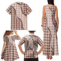 Beige Hawaii Palaka Family Matching Tank Maxi Dress and Hawaiian Shirt Hawaiian Pikake Lei LT05 - Polynesian Pride