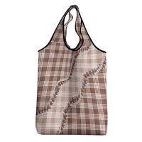 Beige Hawaii Palaka Grocery Bag Hawaiian Pikake Lei