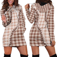 Beige Hawaii Palaka Hoodie Dress Hawaiian Pikake Lei