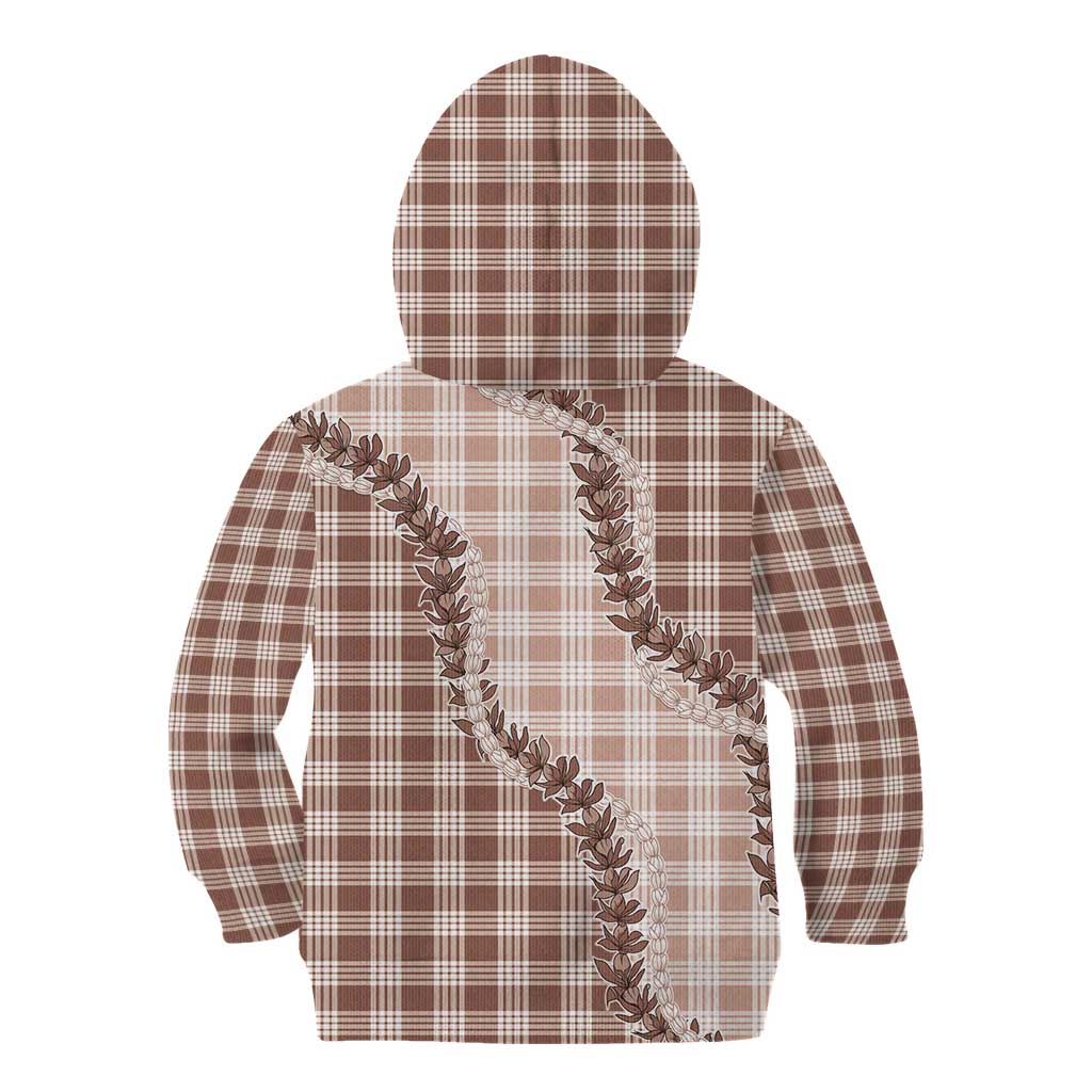Beige Hawaii Palaka Kid Hoodie Hawaiian Pikake Lei LT05 - Polynesian Pride