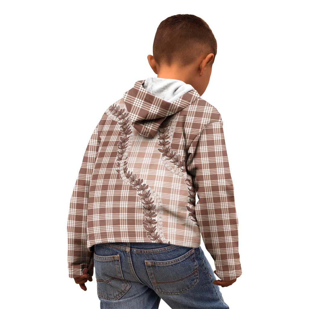 Beige Hawaii Palaka Kid Hoodie Hawaiian Pikake Lei LT05 - Polynesian Pride