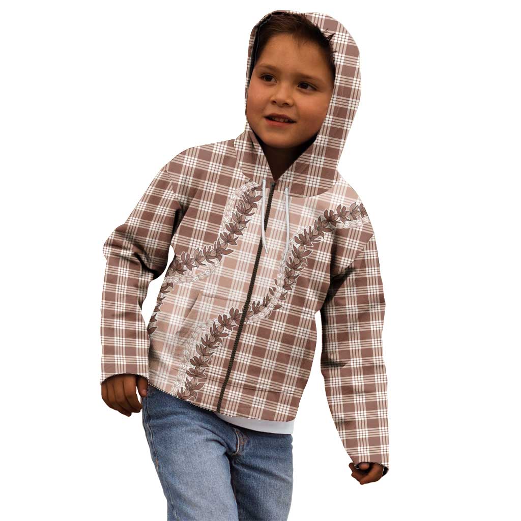 Beige Hawaii Palaka Kid Hoodie Hawaiian Pikake Lei LT05 - Polynesian Pride