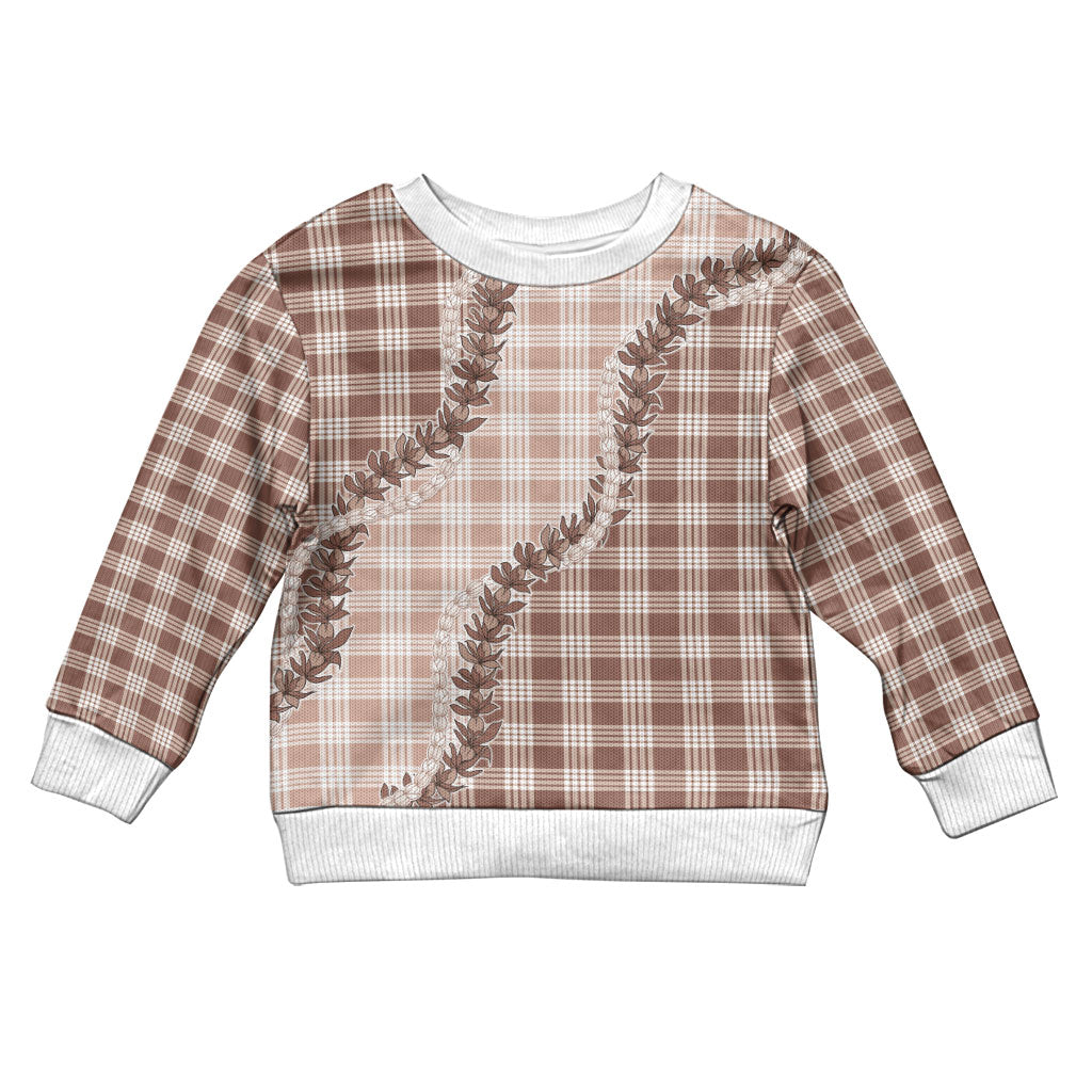 Beige Hawaii Palaka Kid Ugly Christmas Sweater Hawaiian Pikake Lei LT05 Kid Beige - Polynesian Pride