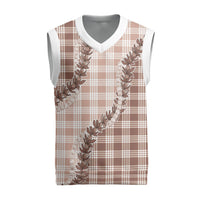 Beige Hawaii Palaka Christmas Knitted V-Neck Vest Hawaiian Pikake Lei LT05 Beige - Polynesian Pride
