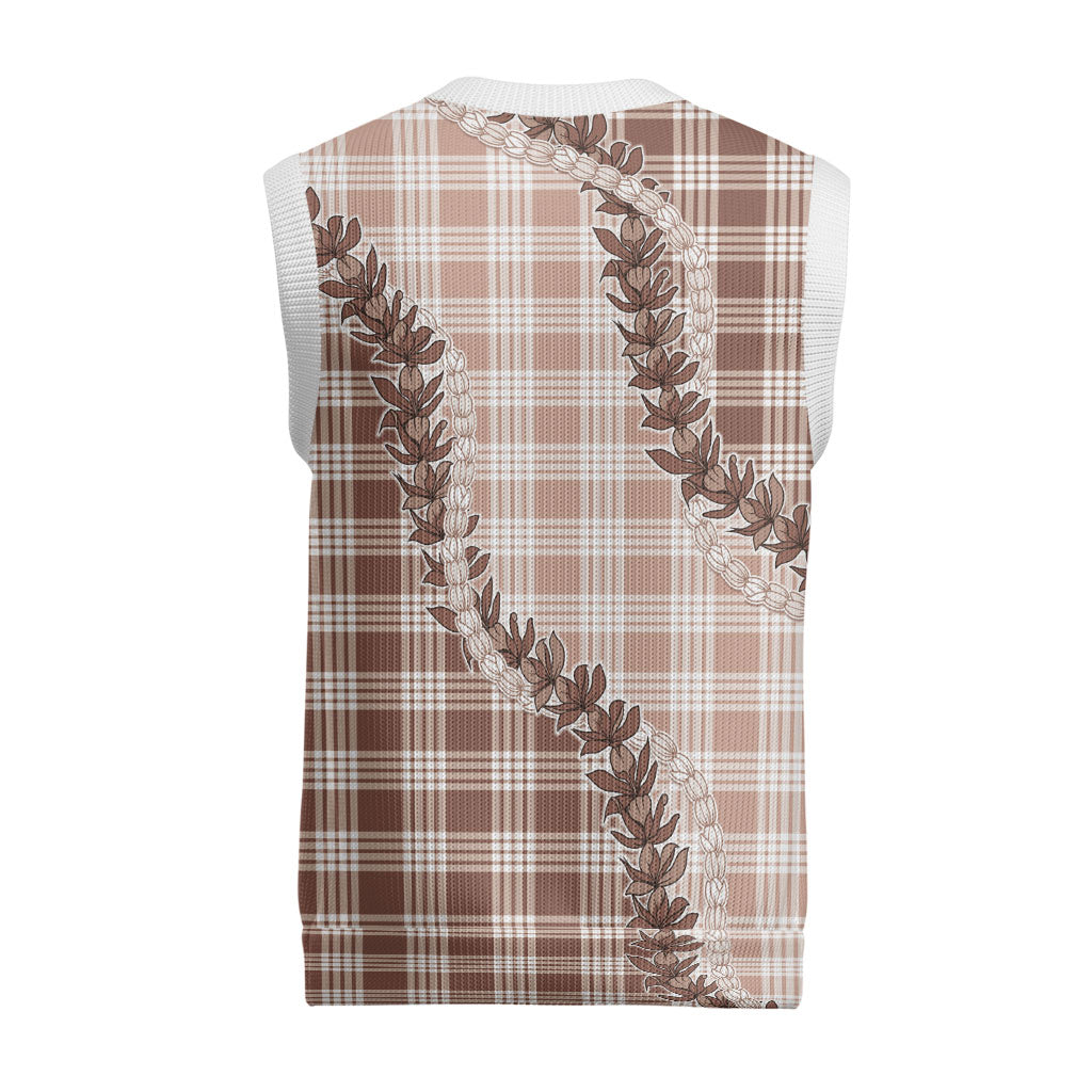 Beige Hawaii Palaka Christmas Knitted V-Neck Vest Hawaiian Pikake Lei LT05 - Polynesian Pride