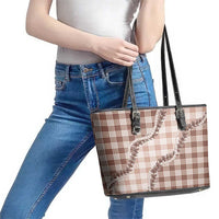 Beige Hawaii Palaka Leather Tote Bag Hawaiian Pikake Lei LT05 - Polynesian Pride