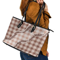 Beige Hawaii Palaka Leather Tote Bag Hawaiian Pikake Lei LT05 - Polynesian Pride