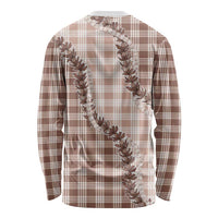 Beige Hawaii Palaka Long Sleeve Shirt Hawaiian Pikake Lei