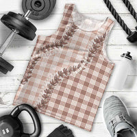 Beige Hawaii Palaka Men Tank Top Hawaiian Pikake Lei