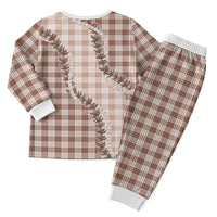 Beige Hawaii Palaka Christmas Pajama Set Hawaiian Pikake Lei