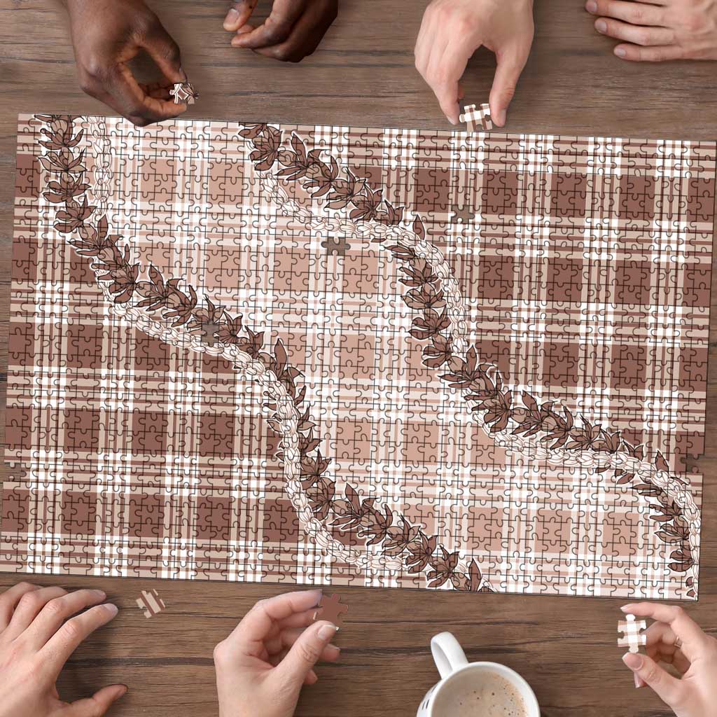 Beige Hawaii Palaka Puzzle Hawaiian Pikake Lei